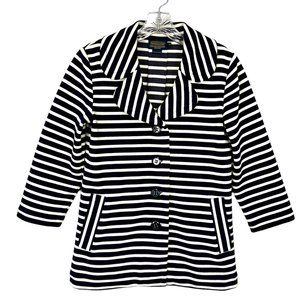 Pendleton Womens Blue White Striped Blazer Jacket Nautical Stretch Knit size XS